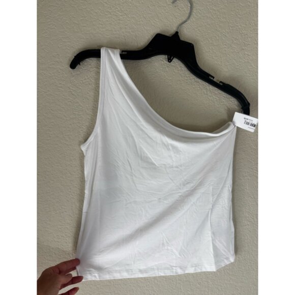 Women's The Drop One-Shoulder Tank Top Size M White - Picture 1 of 8